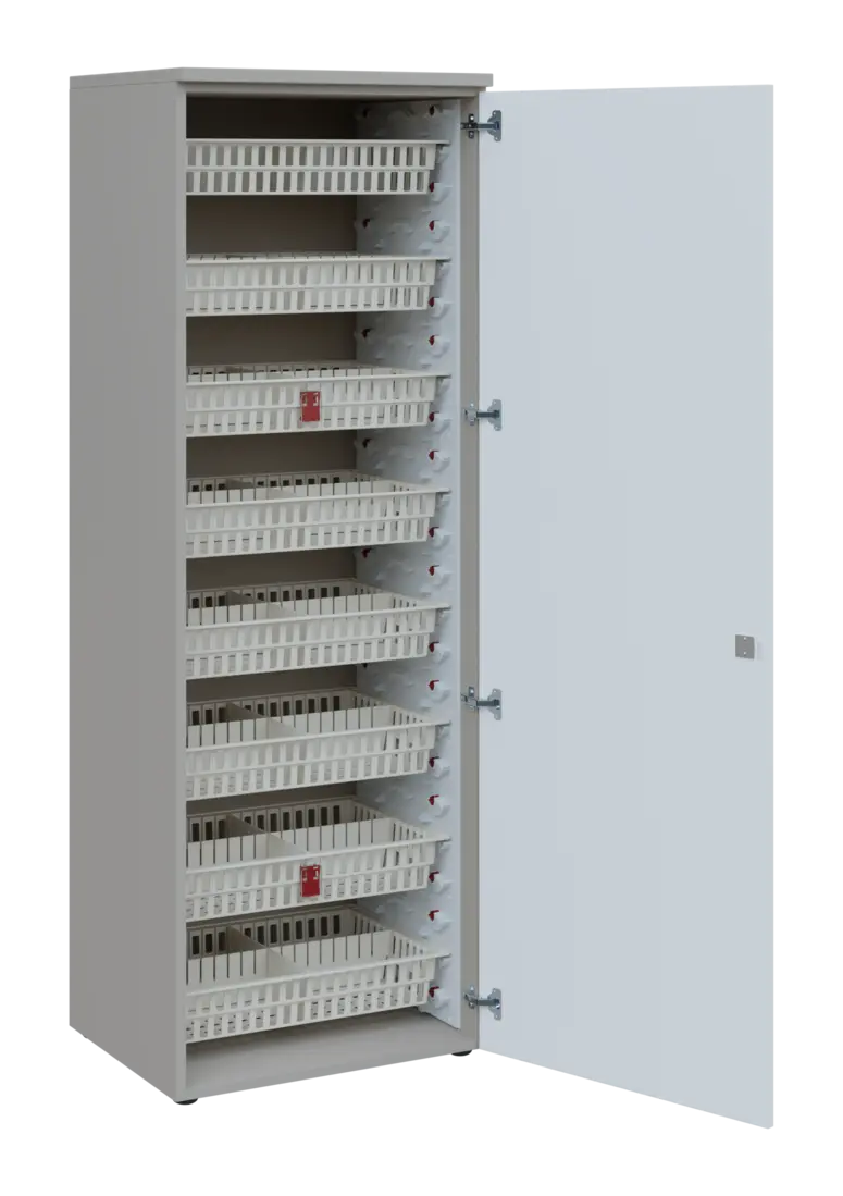 EUROMEDICA D - 66/M ABS skříň léková boxová, 1-dveřová, pravá, 1950x660x535, korpus šedý, dvířka bíl